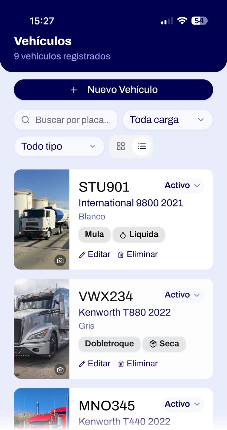 Listado de veh&iacute;culos de la flota en Rutta